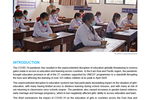 Issue Brief: COVID-19 and Girls’ Education in East Asia and Pacific