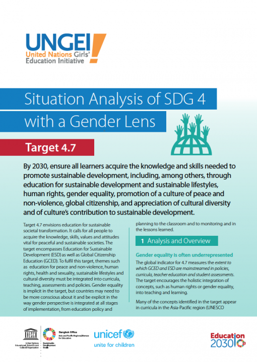 Target 4.7 | Situation Analysis of SDG 4 with a Gender Lens