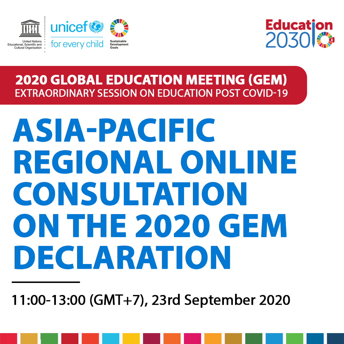 Asia-Pacific Regional Online Consultation on the 2020 Global Education Meeting (GEM) Declaration