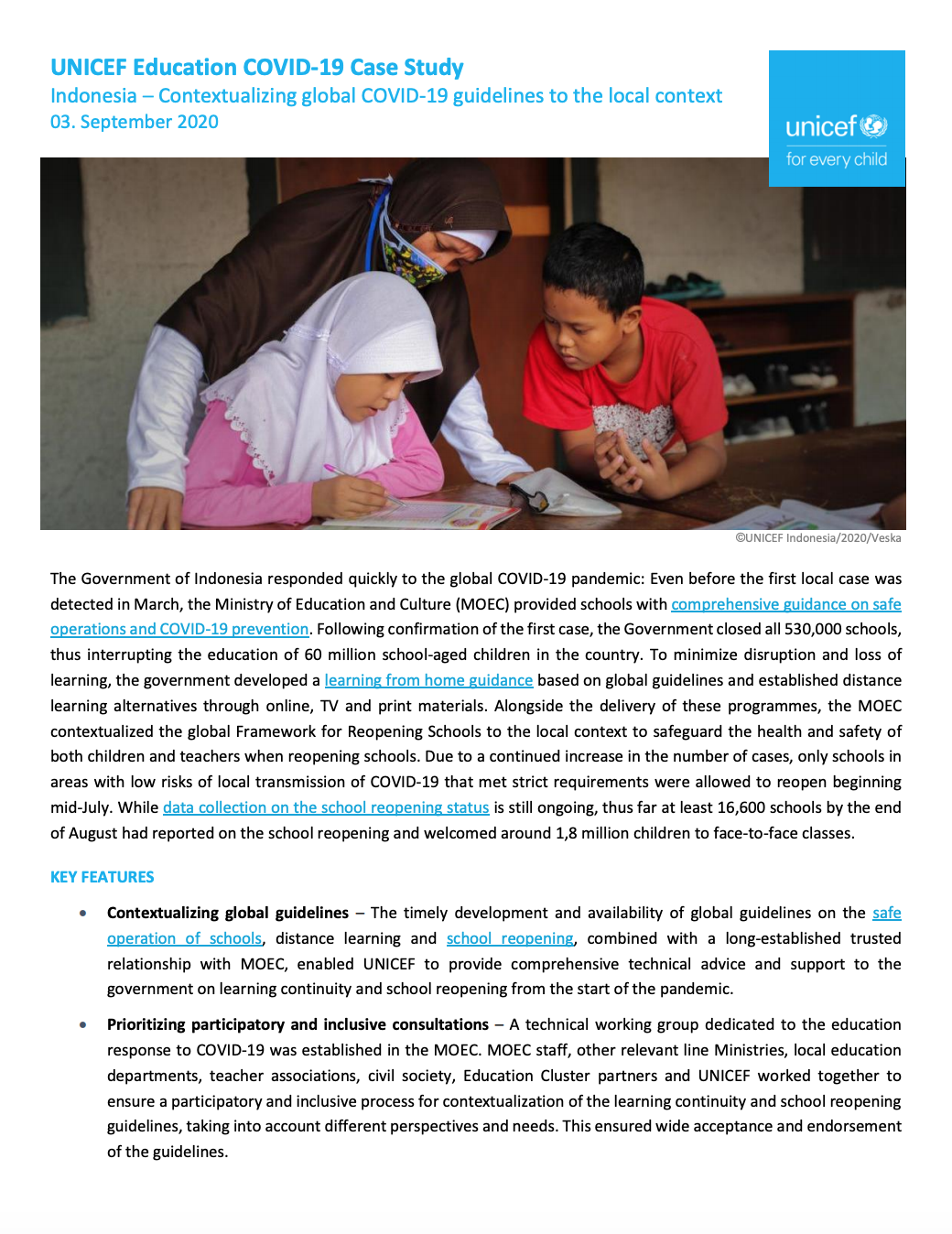UNICEF Education COVID-19 Case Study (Indonesia)