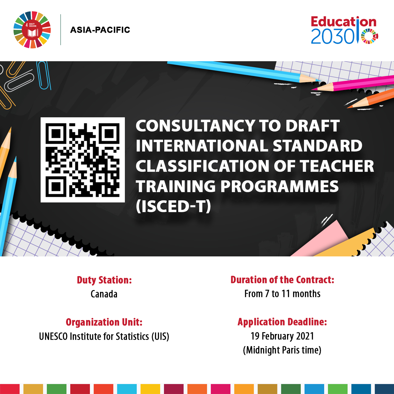 Consultancy to Draft International Standard Classification of Teacher Training Programmes (ISCED-T)