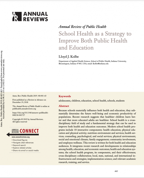 School Health as a Strategy to Improve Both Public Health and Education