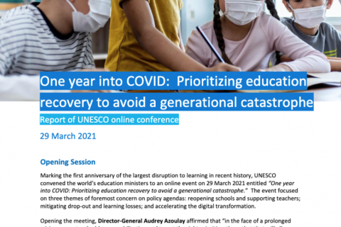 One year into COVID: prioritizing education recovery to avoid a generational catastrophe