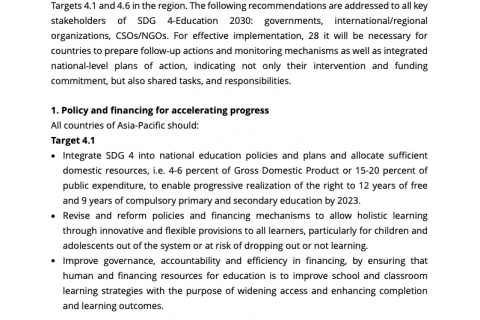5th Asia-Pacific Meeting on Education 2030 | Recommendations