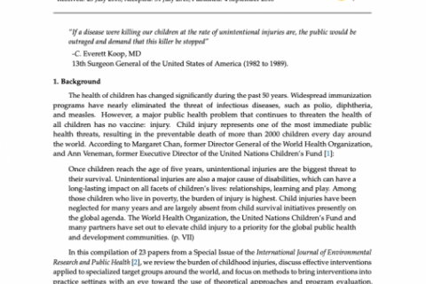 The Global Challenge of Child Injury Prevention