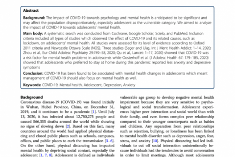 Impact of COVID-19 on adolescents’ mental health: a systematic review
