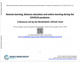 Remote learning, distance education and online learning during the COVID19 pandemic: A Resource List by the World Bank’s EdTech Team